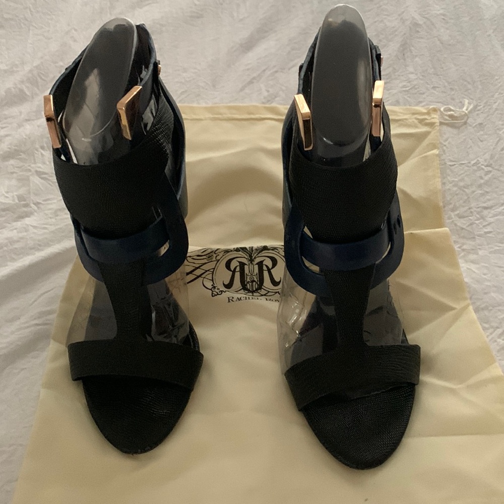Rachel Roy Heels.  Navy/Black with back zipper.  Worn once.
